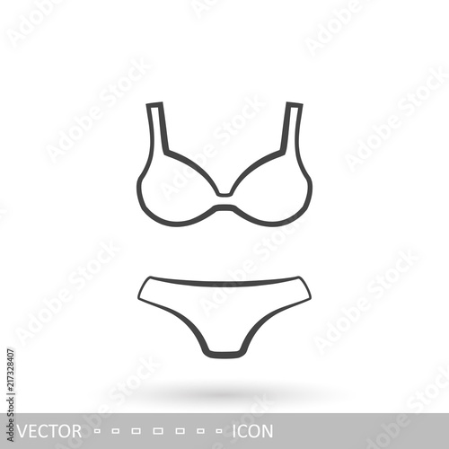 Lingerie icon. A set of bra and panty icons in the style of linear design.