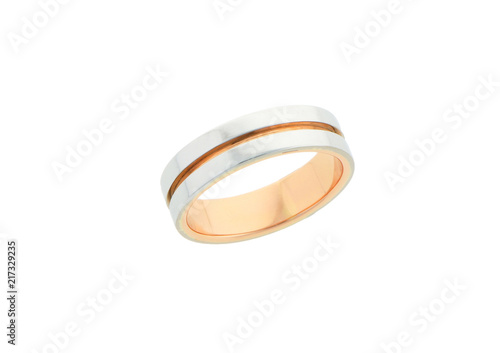 Jewelry ring with gem stone on white background