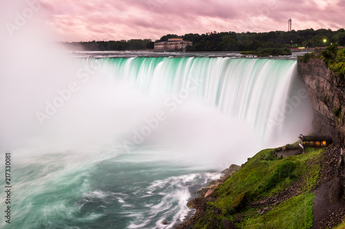 Amazing sunset at the beautiful Horse Shoe falls at Niagara Falls, Ontario, Canada