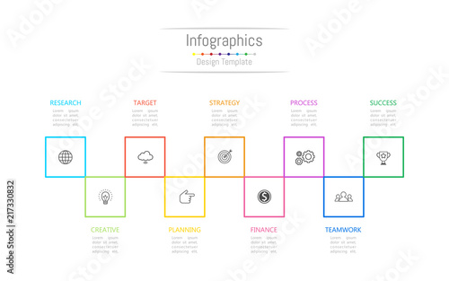 Infographic design elements for your business data with 9 options, parts, steps, timelines or processes. Vector Illustration.