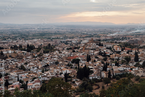 Granada panoramic rooftop view at night