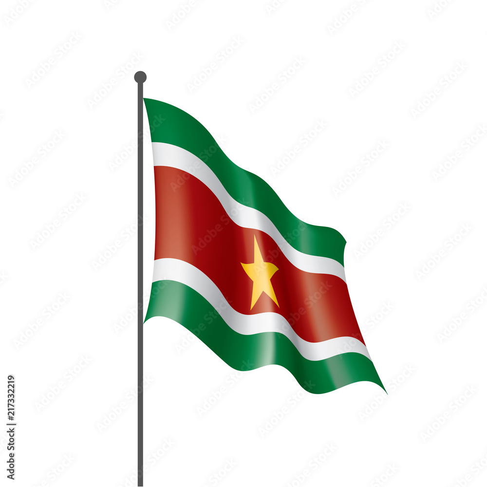 Suriname flag, vector illustration on a white background Suriname flag, vector illustration on a white background