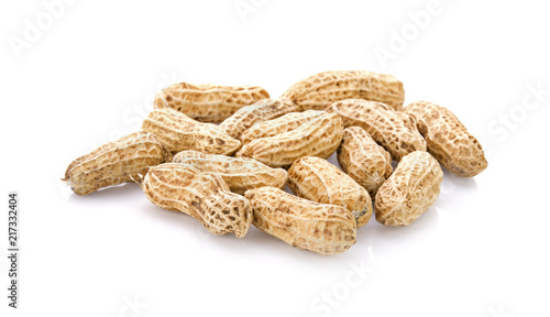 groundnuts or peanuts seed on white background