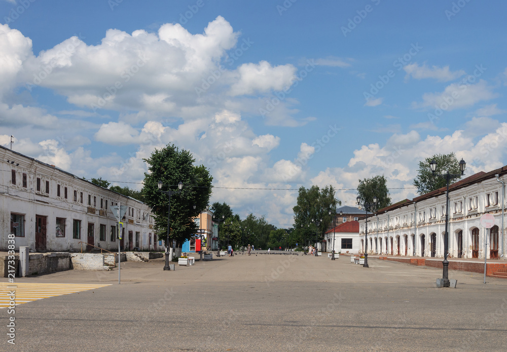 Old trade buildings in small Russian town