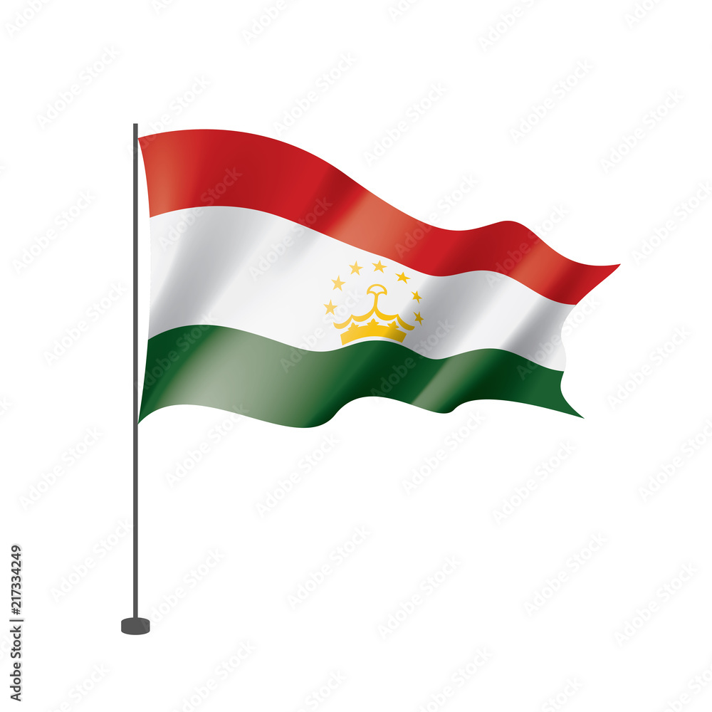 Tajikistan flag, vector illustration on a white background Tajikistan flag, vector illustration on a white background