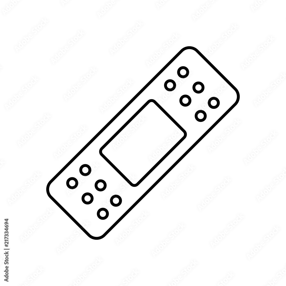 Adhesive bandage elastic medical plaster line icon, black isolated on white background, vector illustration. Adhesive bandage elastic medical plaster line icon, black isolated on white background, vector illustration.