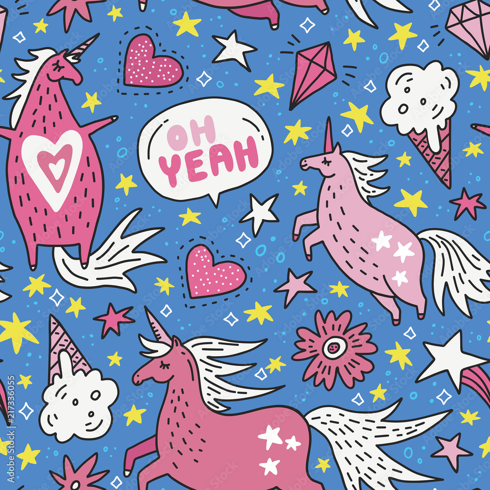 Obraz premium Unicorn Seamless Pattern