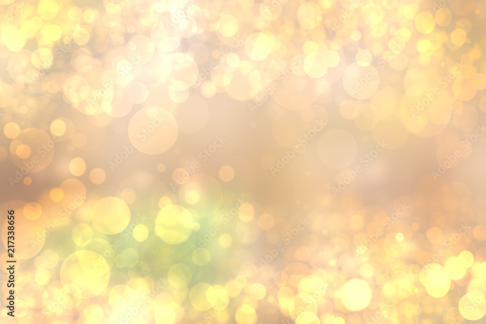 Abstract blurred festive background  for Christmas with bokeh defocused golden lights.