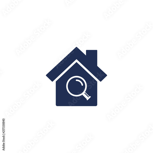 Search house icon, vector simple illustration isolated on white. Home and magnifier lens