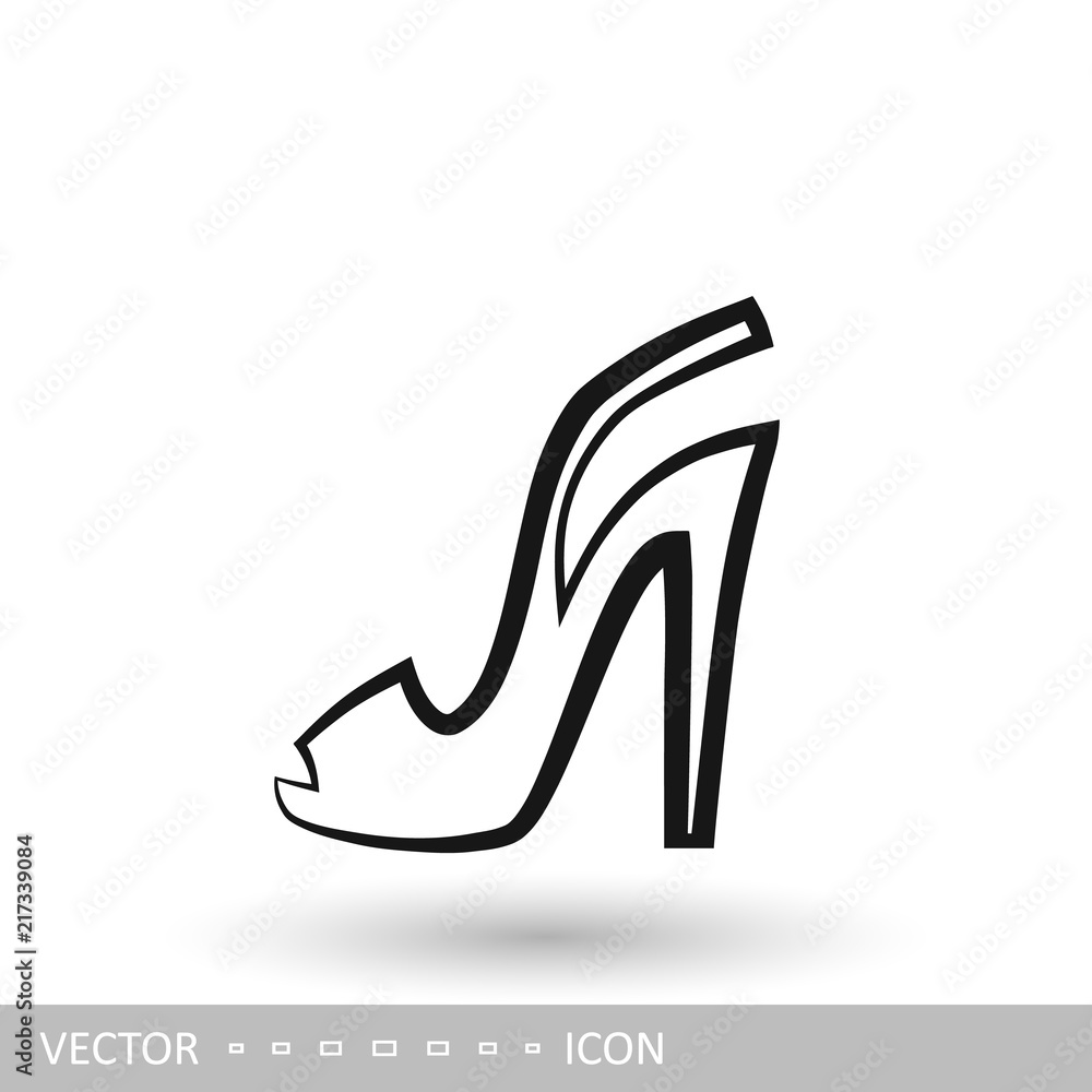 Female shoes with high heels icon. Icon of women's shoes in the style of linear design. Female shoes with high heels icon. Icon of women's shoes in the style of linear design.