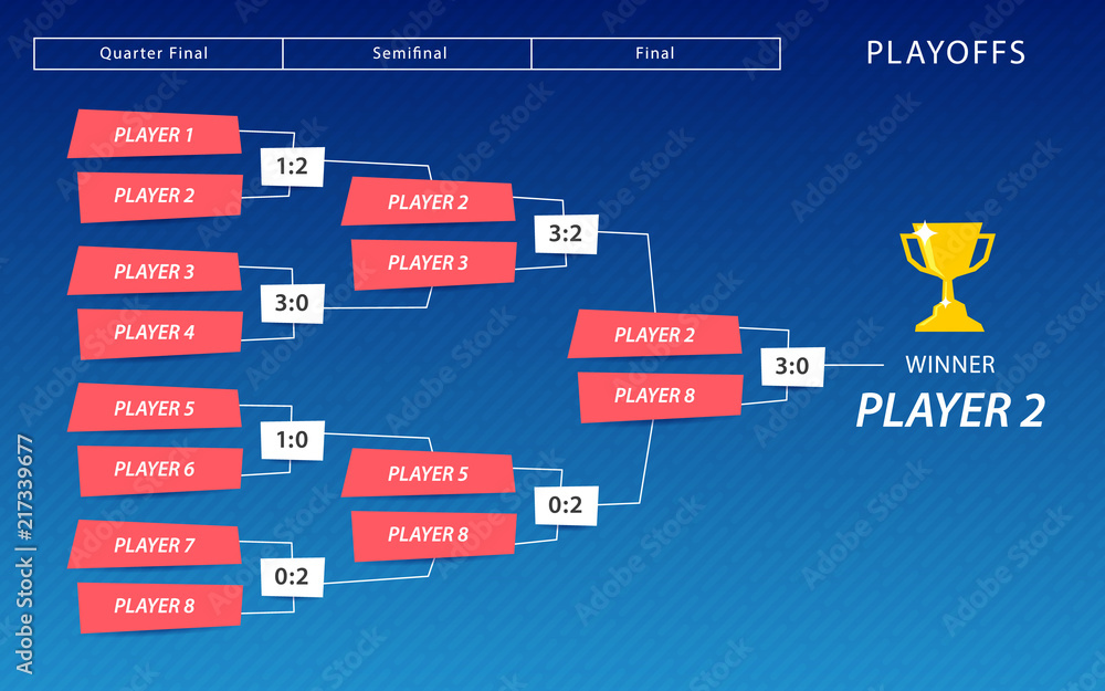 Decoration of playoffs schedule template on blue background. Creative ...