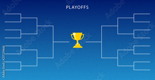 Decoration of playoffs schedule template on blue background. Creative Design Tournament Bracket.