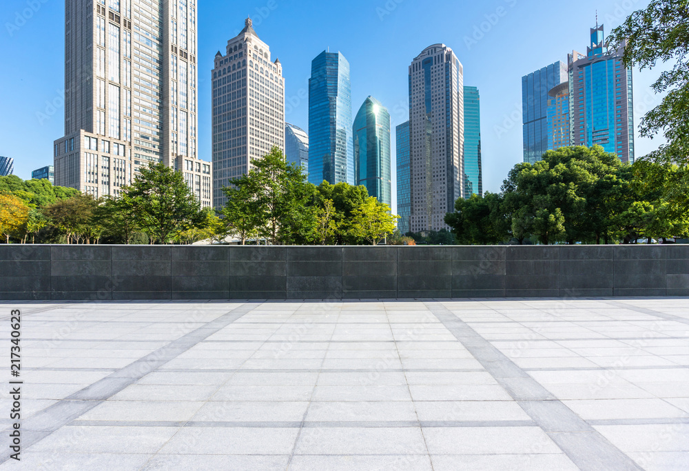 empty square with city skyline empty square with city skyline