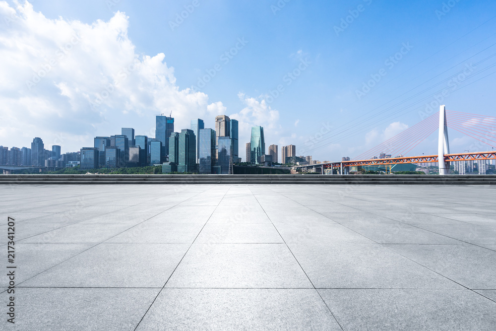 empty square with city skyline empty square with city skyline