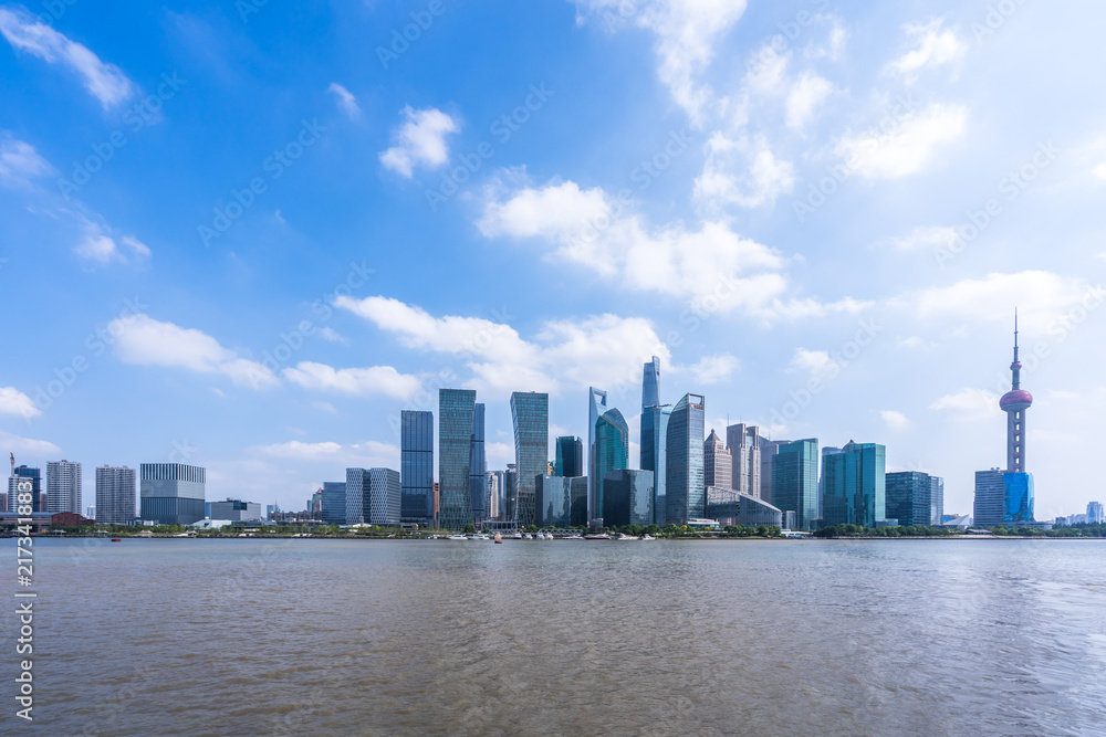 Obraz premium panoramiczna panorama miasta w szanghaju w chinach