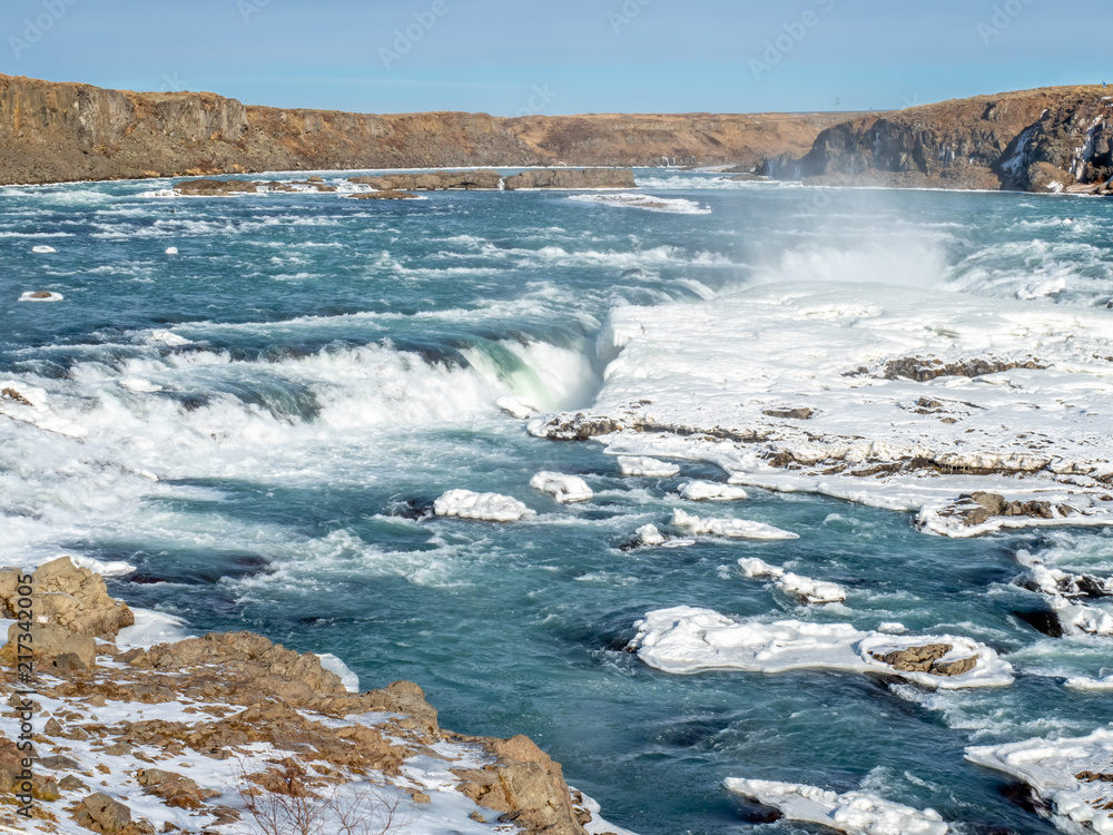 Urridafoss waterfall in winter season, Iceland