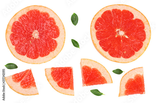 Slices of grapefruit isolated on white