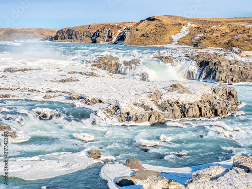 Urridafoss waterfall in winter season, Iceland