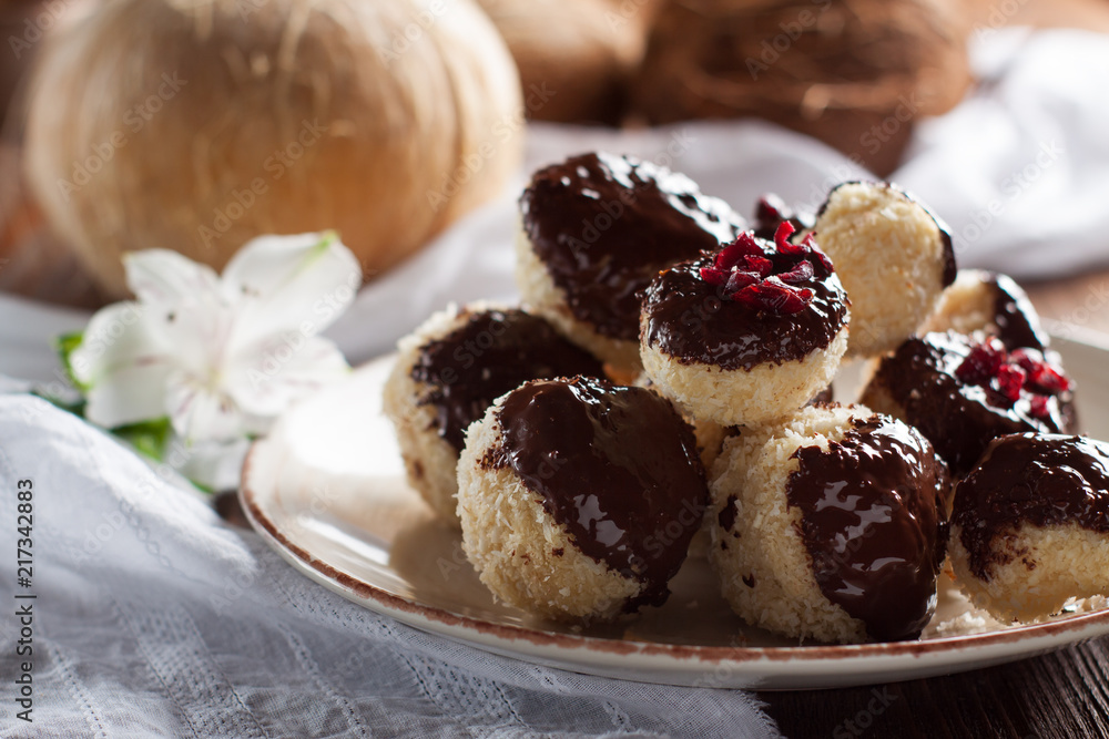 Coconut cookies balls with chocolate Coconut cookies balls with chocolate