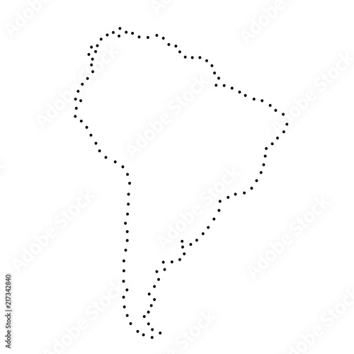 South America abstract schematic map from the black dots along the perimeter. Vector illustration.