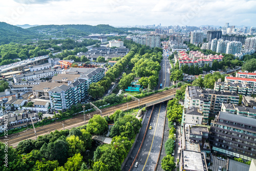 Photography panoramic city skyline in shanghai china