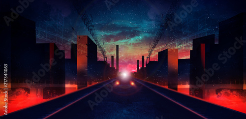 Night city, neon light.