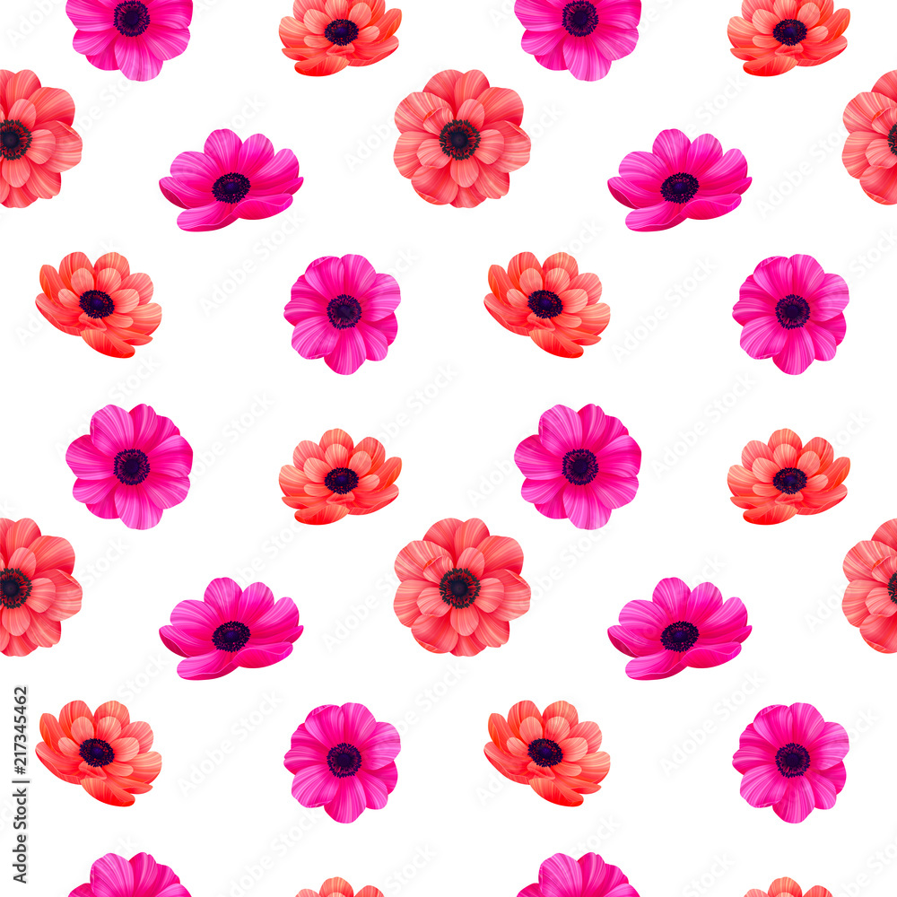 Luminous tropical seamless pattern with 3d style flowers on white background. Trendy design for wallpapers, wrapping, textile, screensavers, wedding or greeting cards. vector illustration