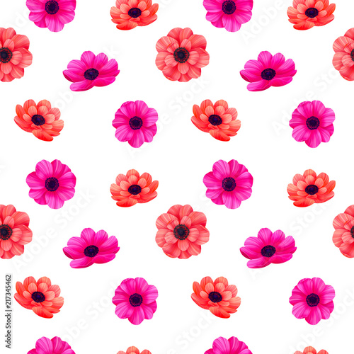 Fototapeta Naklejka Na Ścianę i Meble -  Luminous tropical seamless pattern with 3d style flowers on white background. Trendy design for wallpapers, wrapping, textile, screensavers, wedding or greeting cards. vector illustration