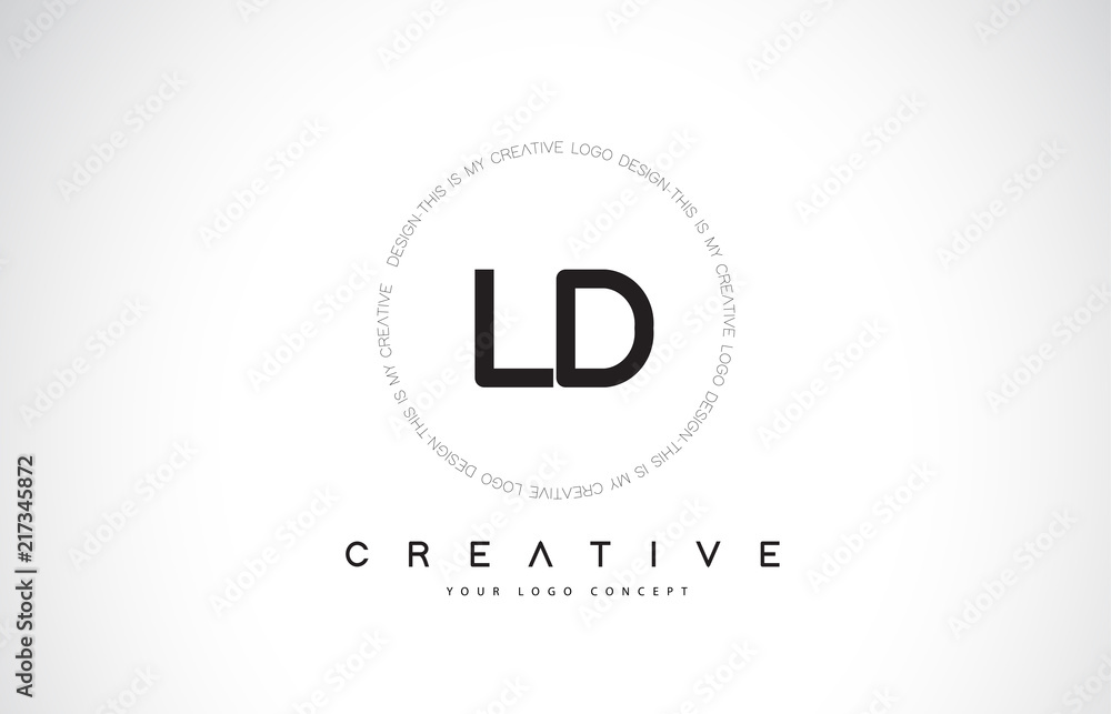 LD L D Logo Design with Black and White Creative Text Letter Vector. - obrazy, fototapety, plakaty 