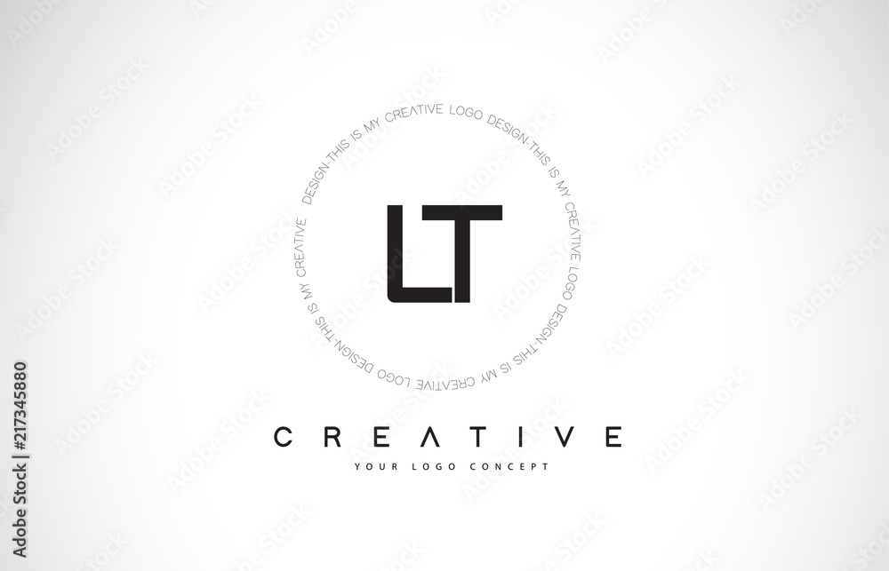 LT L T Logo Design with Black and White Creative Text Letter Vector. LT L T Logo Design with Black and White Creative Text Letter Vector.