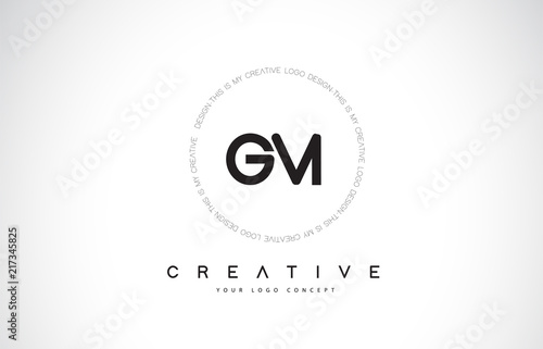 GM G M Logo Design with Black and White Creative Icon Text Letter