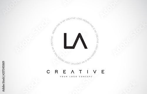 LA L A Logo Design with Black and White Creative Text Letter Vector.