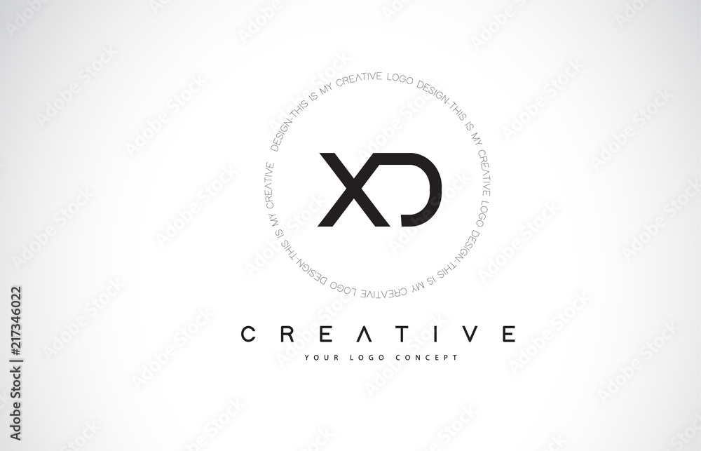 XD X D Logo Design with Black and White Creative Text Letter Vector. XD X D Logo Design with Black and White Creative Text Letter Vector.