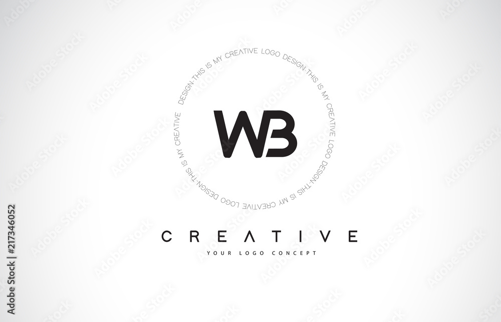 WB W B Logo Design with Black and White Creative Text Letter Vector. WB W B Logo Design with Black and White Creative Text Letter Vector.