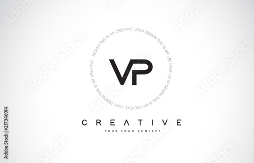 VP V P Logo Design with Black and White Creative Text Letter Vector.