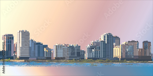 City landscape at dawn. 