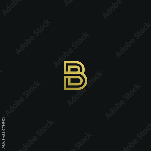Modern trendy elegant BB black and gold color initial based letter icon logo