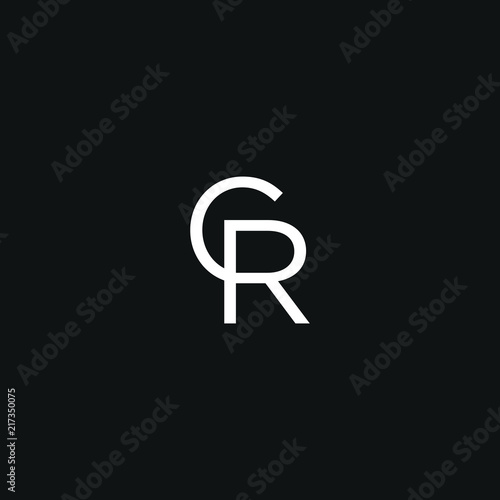 Modern trendy elegant CR black and white color initial based letter icon logo