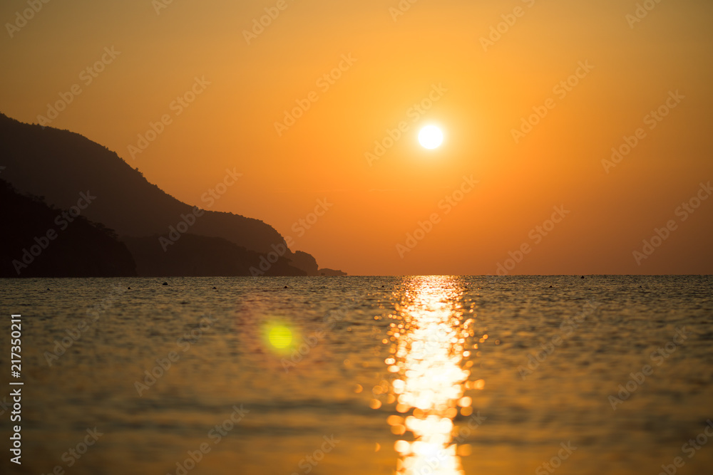 Sunrise sun above sea and sky Turkey