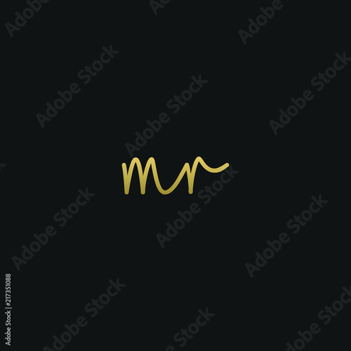 Creative unique elegant MR black and gold color initial based letter icon logo