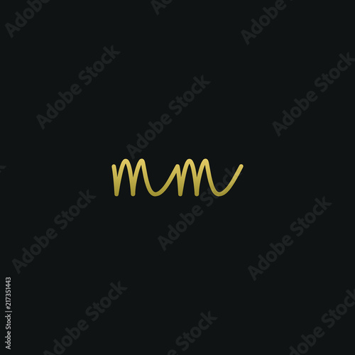 Creative unique elegant MM black and gold color initial based letter icon logo