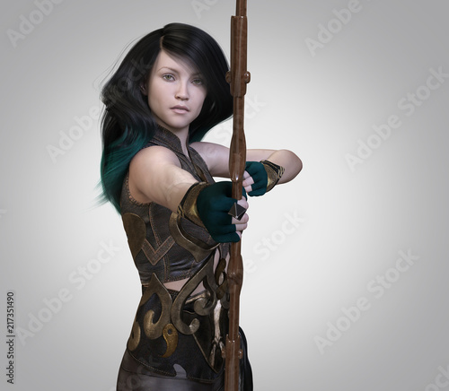 archer warrior woman-3d rendering