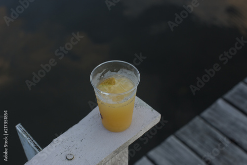 Fruit juice on a dock