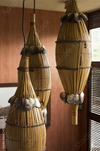 Detail tropical bamboo lights