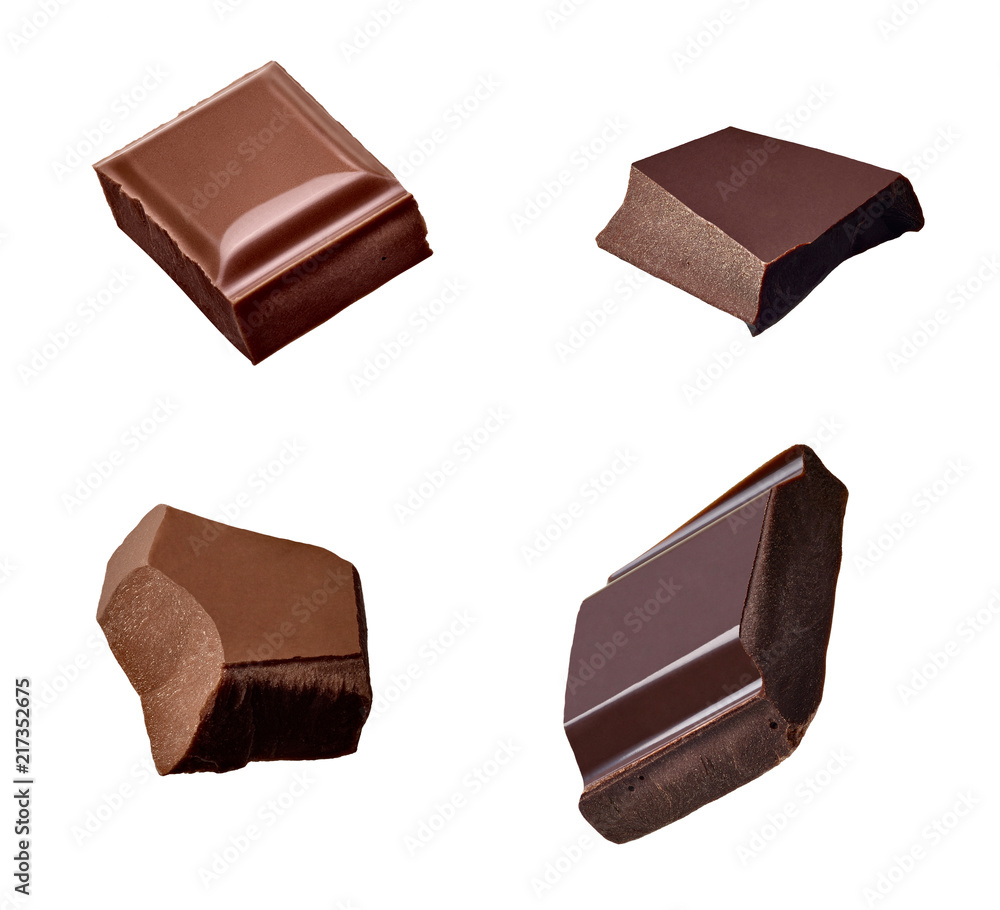 Fototapeta premium chocolate piece sweet food dessert falling