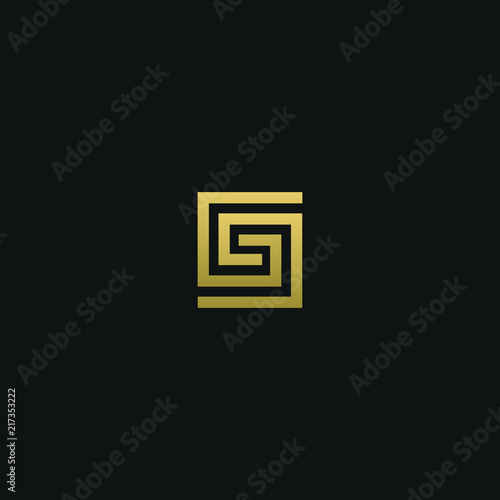 Modern creative elegant GG black and gold color initial based letter icon logo photo