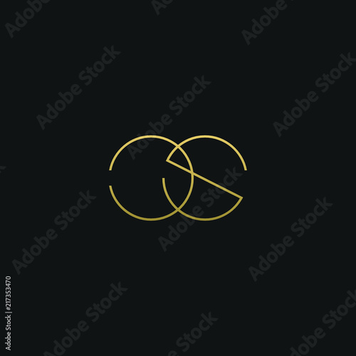 Modern creative elegant CS black and gold color initial based letter icon logo