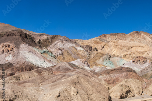 Colorful mudstone badlands of the Artist Palette, Artist Drive, Death Valley National Park, California, USA.