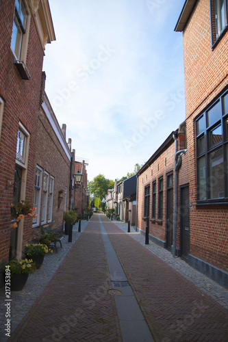 Street in the old town in the Netherlands. Travels in Europe