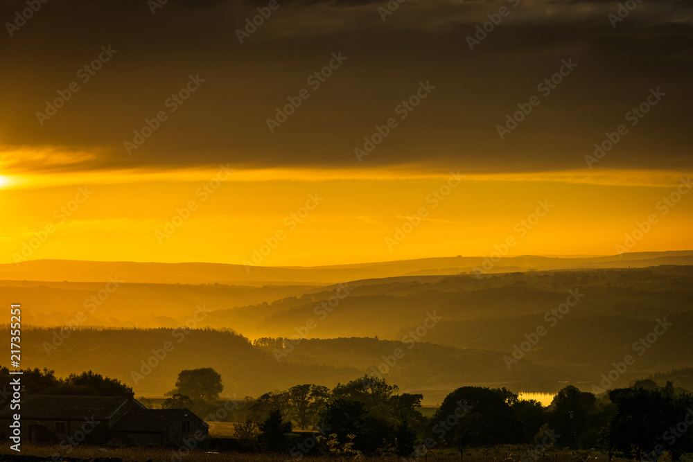 Sunset. Lindley meadows. Yorkshire. England